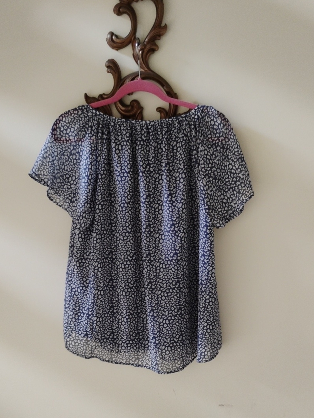 Women's Navy Floral Dot Blouse